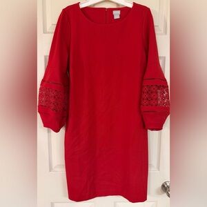 Chico’s Eyelet Balloon Sleeve Ponte Dress Chicos size 1 (US Size 8) Red Poppy